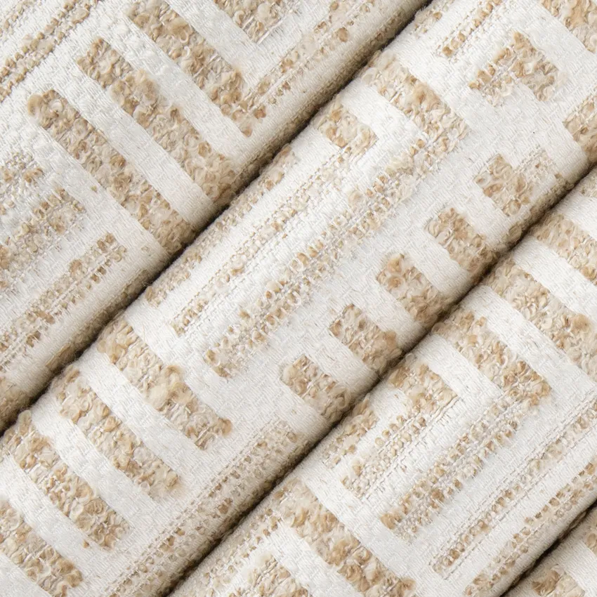 Newhaven Straw Neutral Abstract & Geometric Boucle Upholstery Fabric by the Yard — Upholstery Fabric