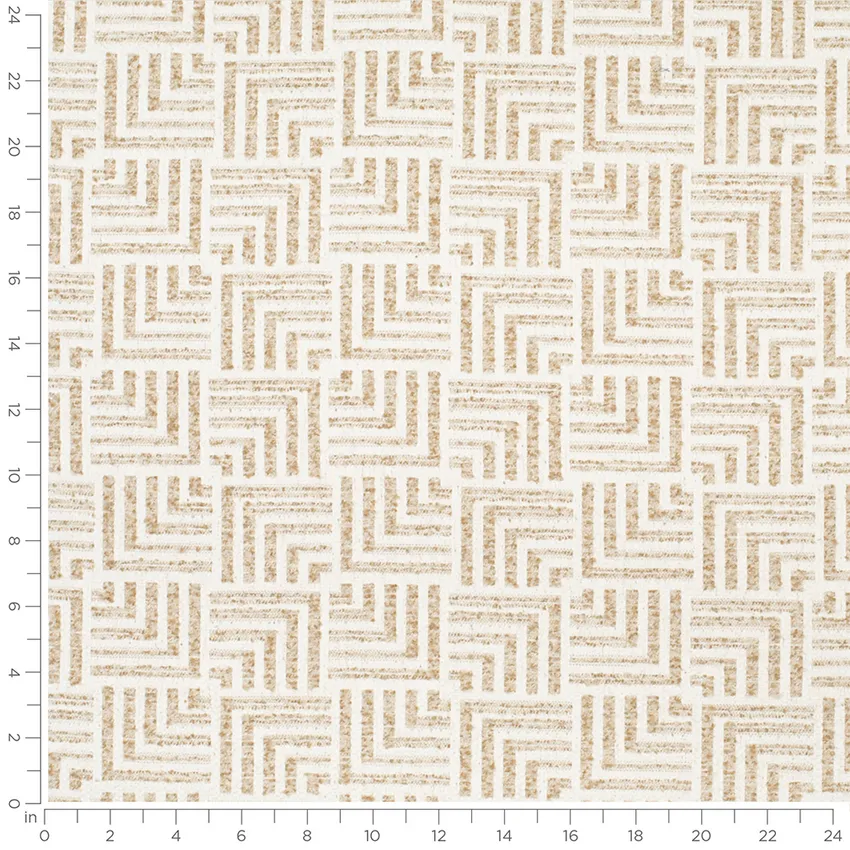 Newhaven Straw Neutral Abstract & Geometric Boucle Upholstery Fabric by the Yard — Scale in inches