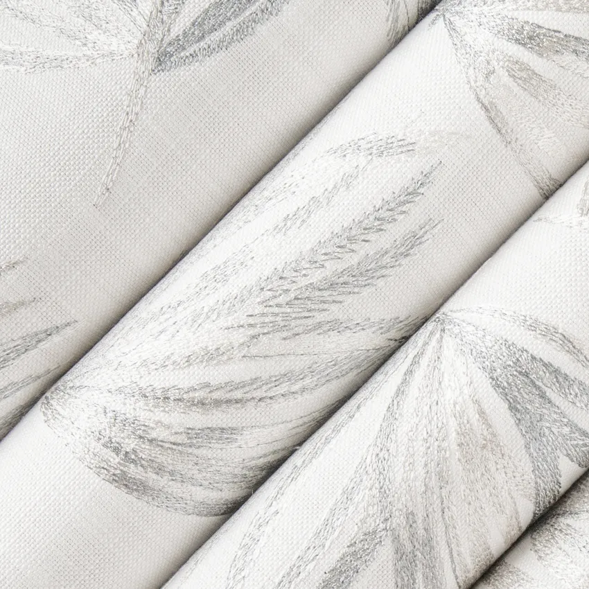 Noelle Platinum Grey & Silver Abstract & Geometric Embroidery Drapery and Upholstery Fabric by the Yard — Upholstery and Drapery Fabric