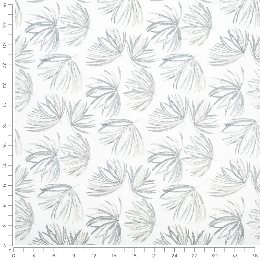 Noelle Platinum Grey & Silver Abstract & Geometric Embroidery Drapery and Upholstery Fabric by the Yard — Scale in inches