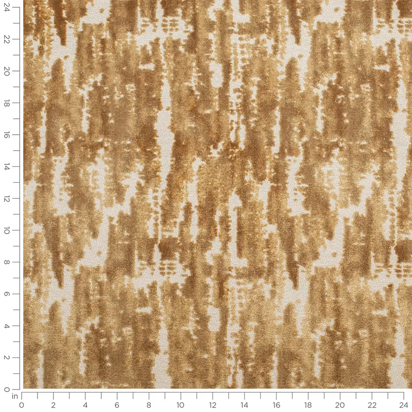 Nora Goldenrod Gold & Yellow Abstract & Geometric Velvet Upholstery Fabric by the Yard — Scale in inches