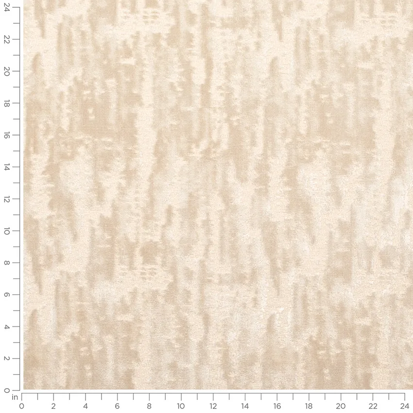 Nora Champagne Neutral Abstract & Geometric Velvet Upholstery Fabric by the Yard — Scale in inches