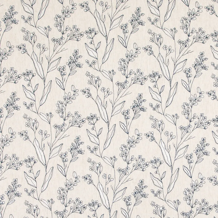 Olivia Ink Black and Grey & Silver Floral Embroidery Drapery Fabric by the Yard