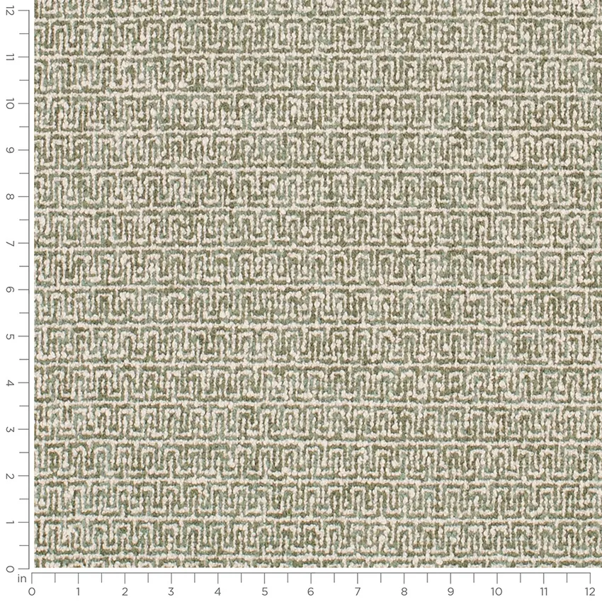 Ophelia Balsam Green Abstract & Geometric Boucle Drapery and Upholstery Fabric by the Yard — Scale in inches