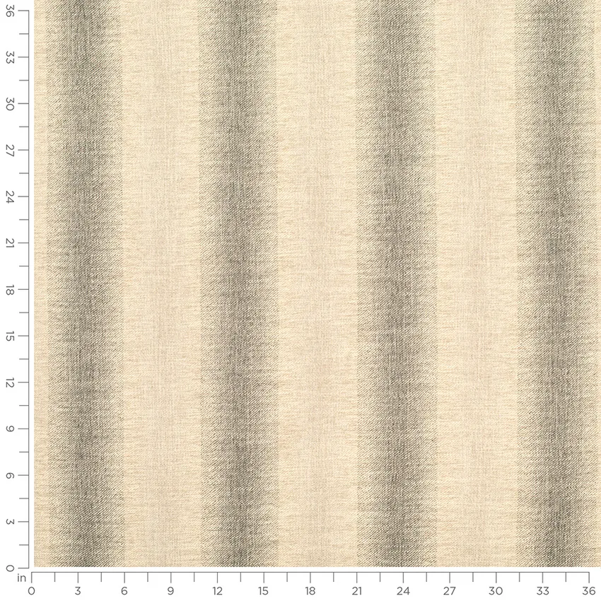 Orlando Greige Grey & Silver Stripe Woven Patterns Upholstery Fabric by the Yard — Scale in inches
