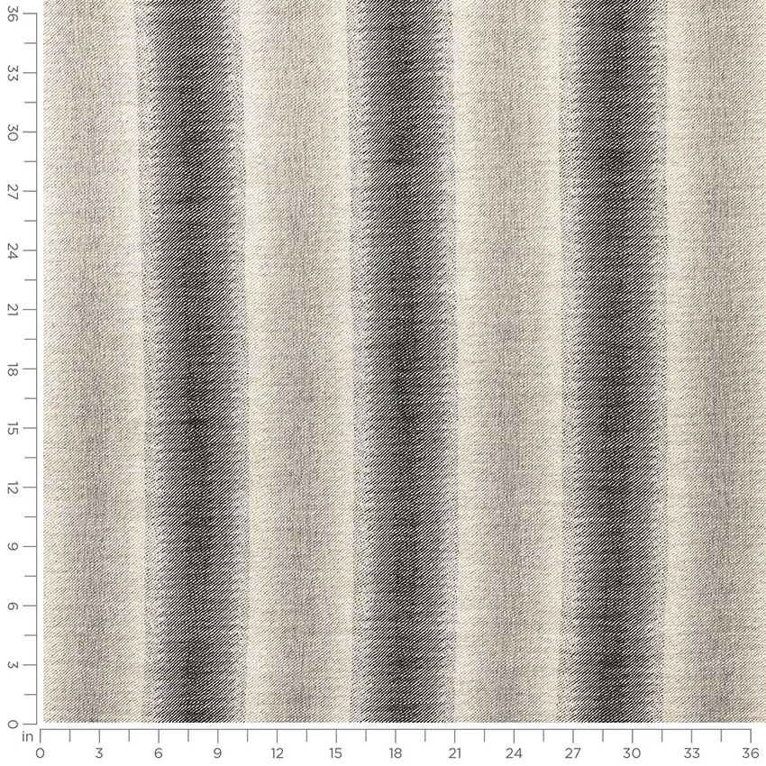 Orlando Iron Black Stripe Woven Patterns Upholstery Fabric by the Yard — Scale in inches
