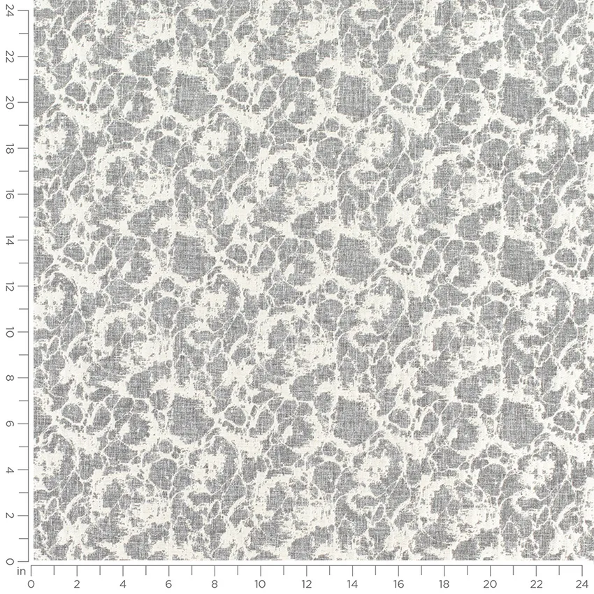 Pandora Chrome Grey & Silver Abstract & Geometric Metallic Drapery and Upholstery Fabric by the Yard — Scale in inches