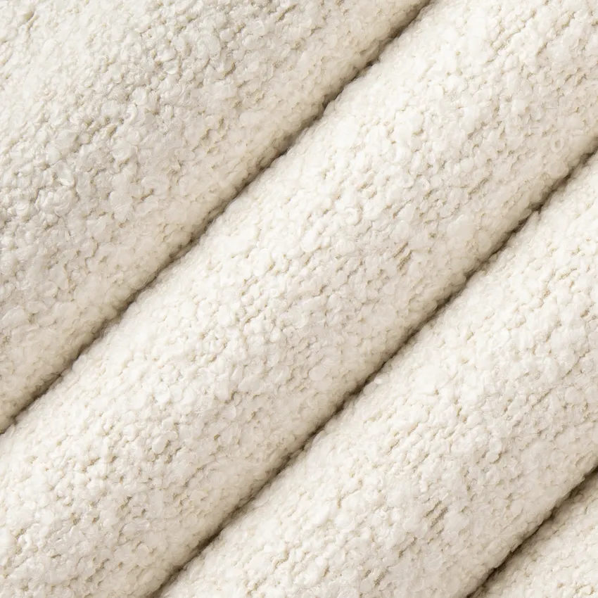 Plymouth Ivory White & Ivory Plain & Solid Boucle Upholstery Fabric by the Yard — Upholstery Fabric