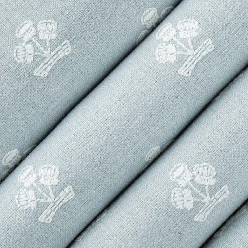 Posey Baby Blue Abstract & Geometric Embroidery Drapery and Upholstery Fabric by the Yard — Upholstery and Drapery Fabric