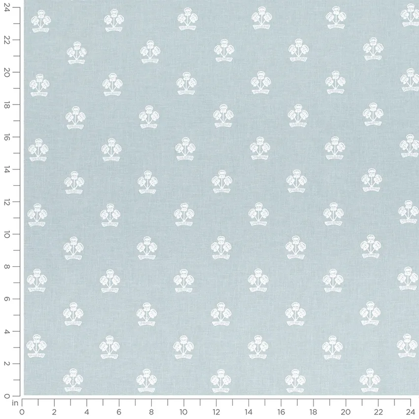 Posey Baby Blue Abstract & Geometric Embroidery Drapery and Upholstery Fabric by the Yard — Scale in inches