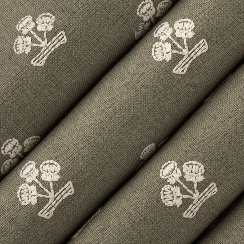 Posey Snap Pea Green Abstract & Geometric Embroidery Drapery and Upholstery Fabric by the Yard — Upholstery and Drapery Fabric