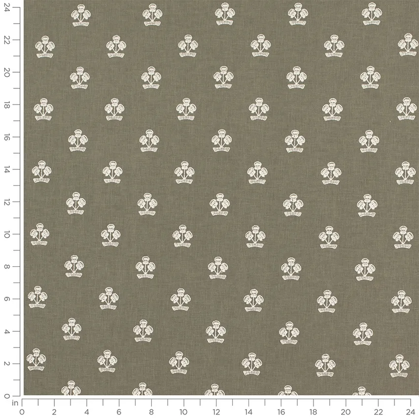 Posey Snap Pea Green Abstract & Geometric Embroidery Drapery and Upholstery Fabric by the Yard — Scale in inches