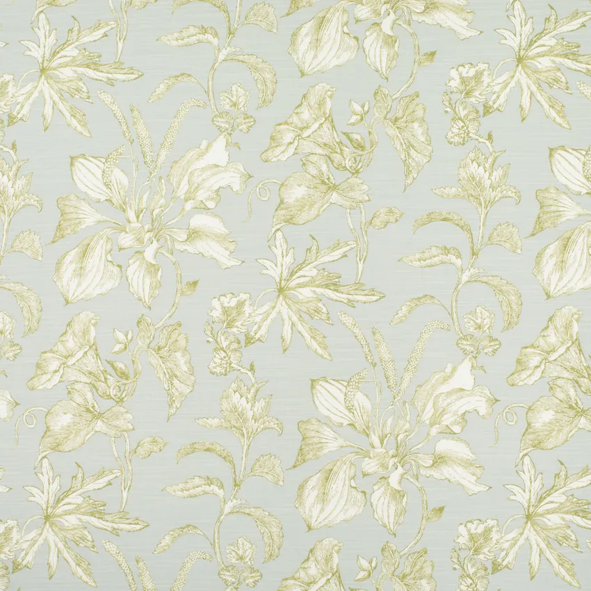 Priscilla Lagoon Green Floral Prints Drapery and Upholstery Fabric by the Yard