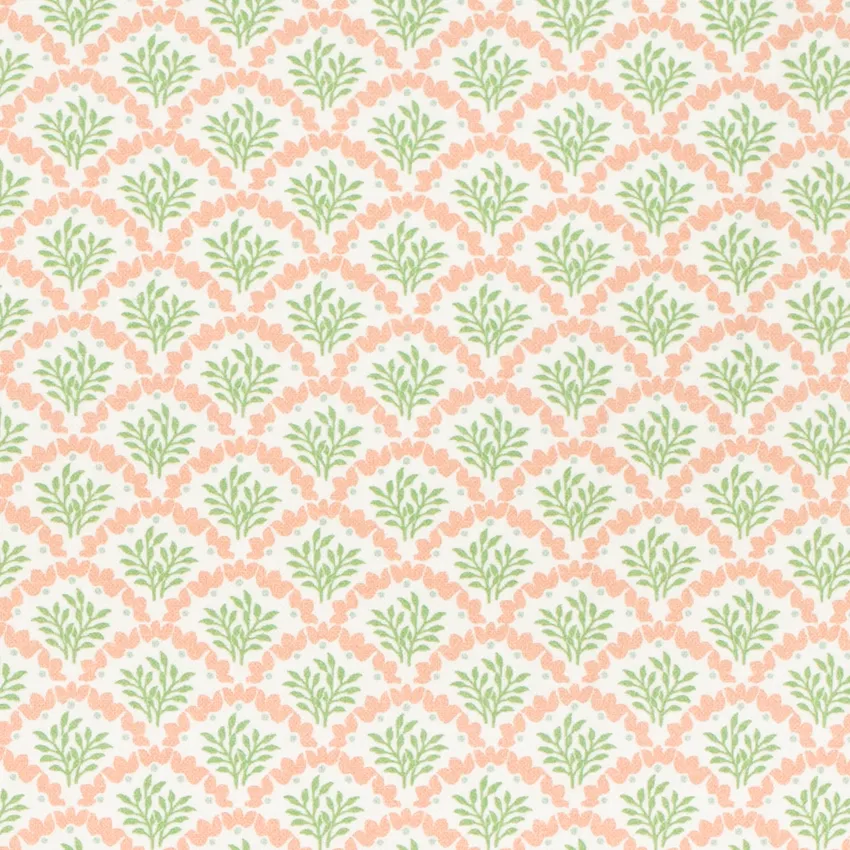 Ramona Guava Coral & Peach Leaves Prints Drapery and Upholstery Fabric by the Yard