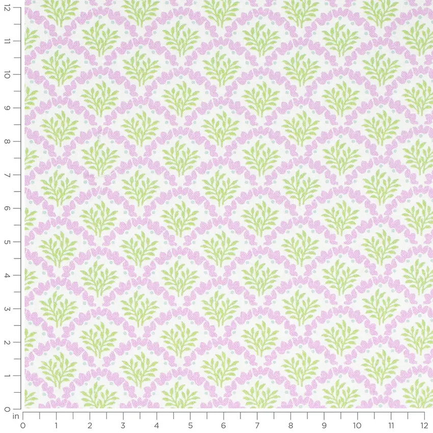 Ramona Dahlia Purple Leaves Prints Drapery and Upholstery Fabric by the Yard — Scale in inches