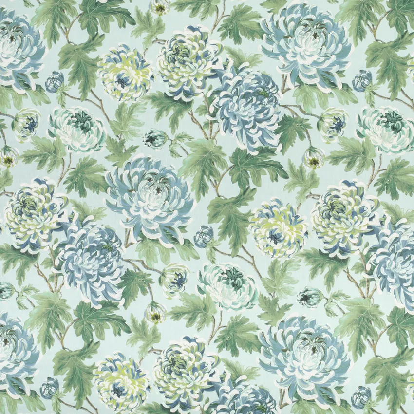 Ranae Wintergreen Green Floral Linen & Linen Looks Drapery and Upholstery Fabric by the Yard