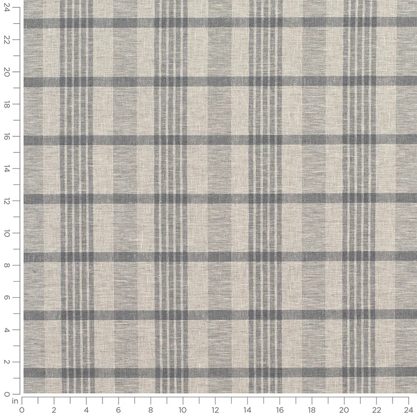 Rory Slate Grey & Silver Abstract & Geometric Woven Patterns Drapery and Upholstery Fabric by the Yard — Scale in inches