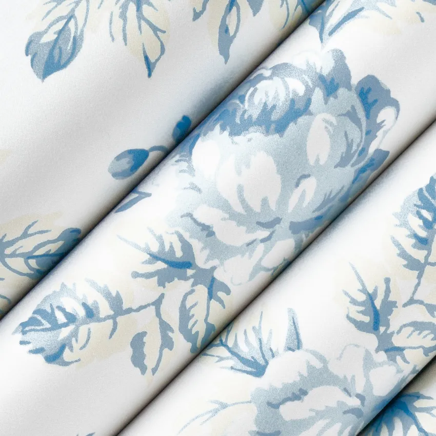 Rosaline Bluebell Blue Floral Prints Drapery and Upholstery Fabric by the Yard — Upholstery and Drapery Fabric