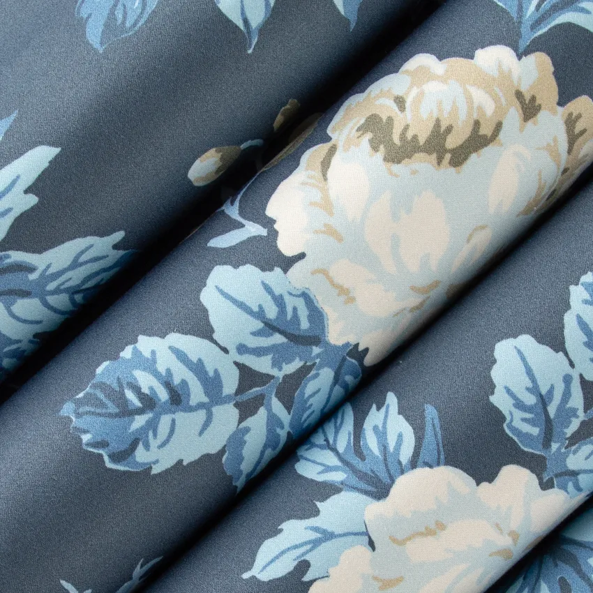 Rosaline Navy Blue Floral Prints Drapery and Upholstery Fabric by the Yard — Upholstery and Drapery Fabric