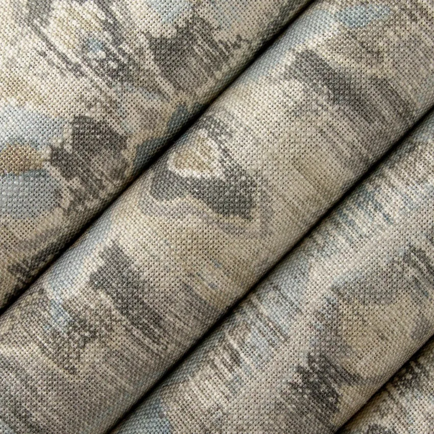 Alexa Chambray Blue Abstract & Geometric Linen & Linen Looks Drapery and Upholstery Fabric by the Yard — Upholstery and Drapery Fabric