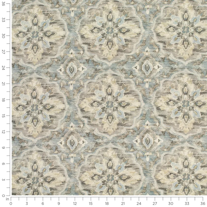 Alexa Chambray Blue Abstract & Geometric Linen & Linen Looks Drapery and Upholstery Fabric by the Yard — Scale in inches