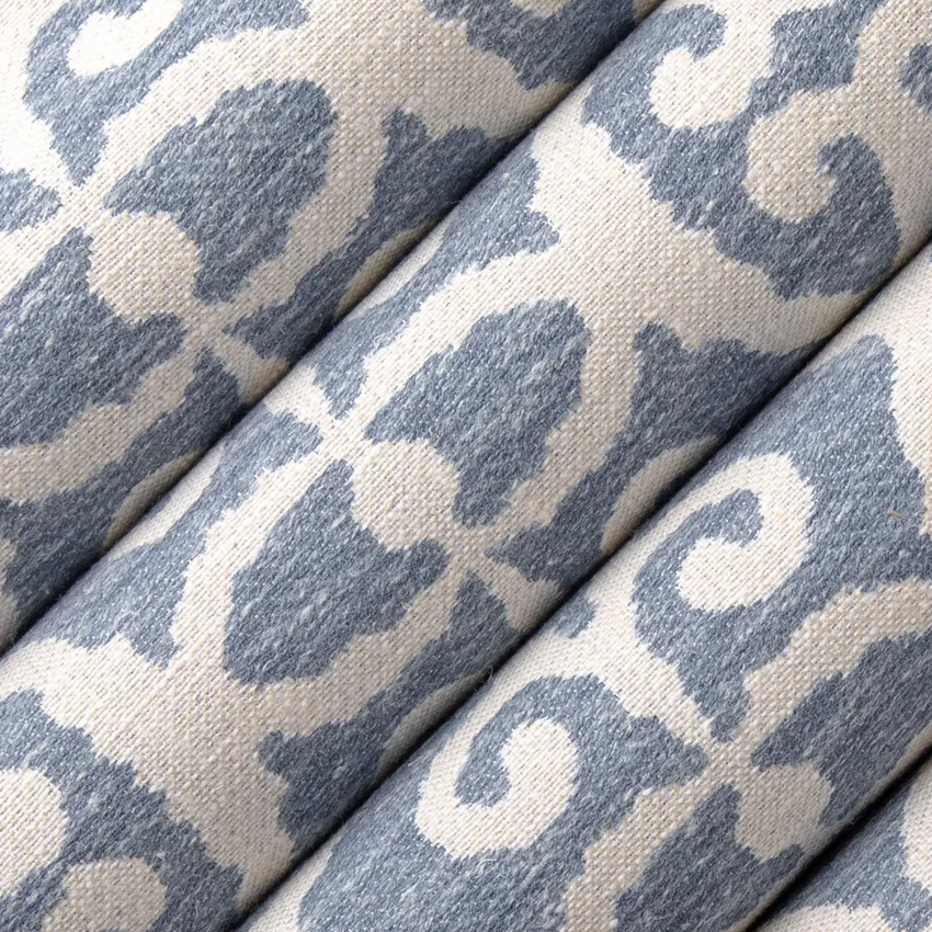 Samira Lapis Blue Abstract & Geometric Linen & Linen Looks Drapery and Upholstery Fabric by the Yard — Upholstery and Drapery Fabric