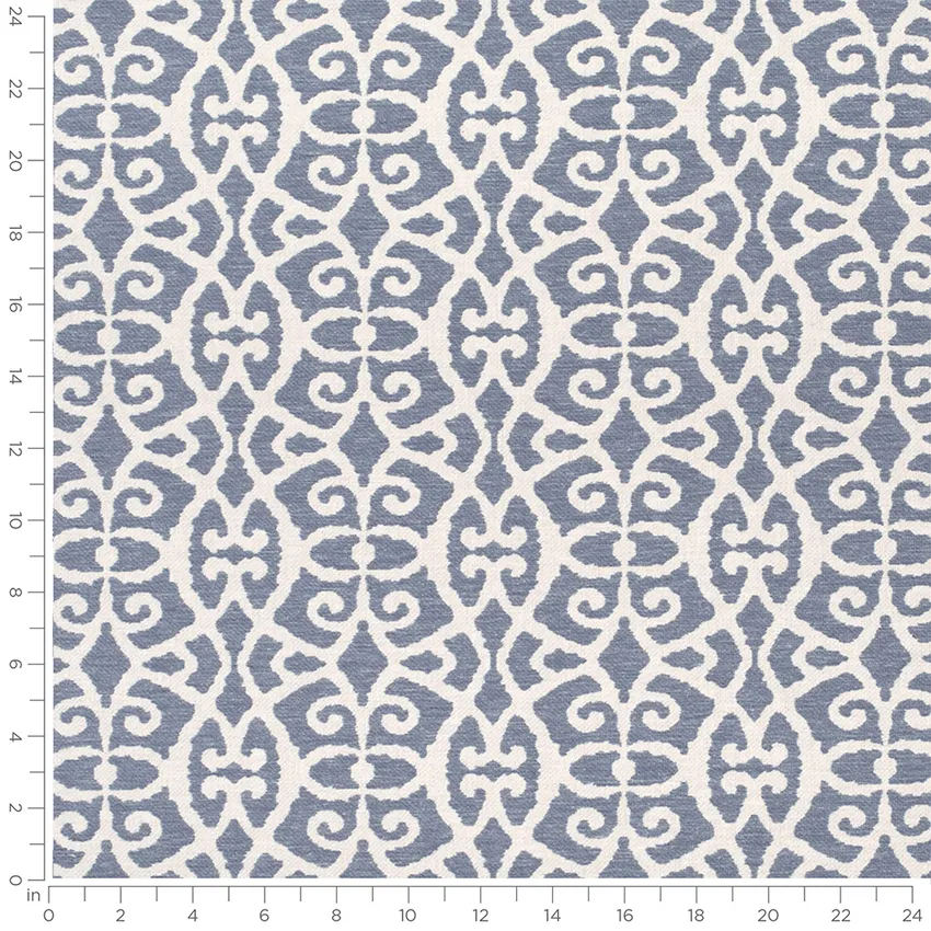 Samira Lapis Blue Abstract & Geometric Linen & Linen Looks Drapery and Upholstery Fabric by the Yard — Scale in inches