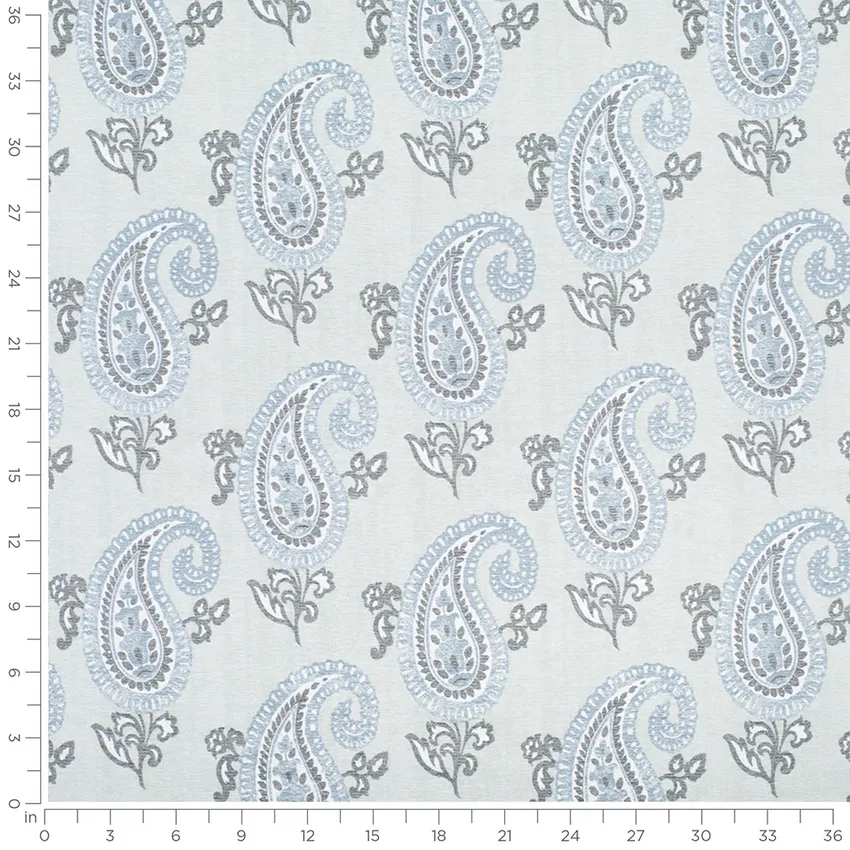 Sasha Mist Blue Abstract & Geometric Linen & Linen Looks Drapery and Upholstery Fabric by the Yard — Scale in inches