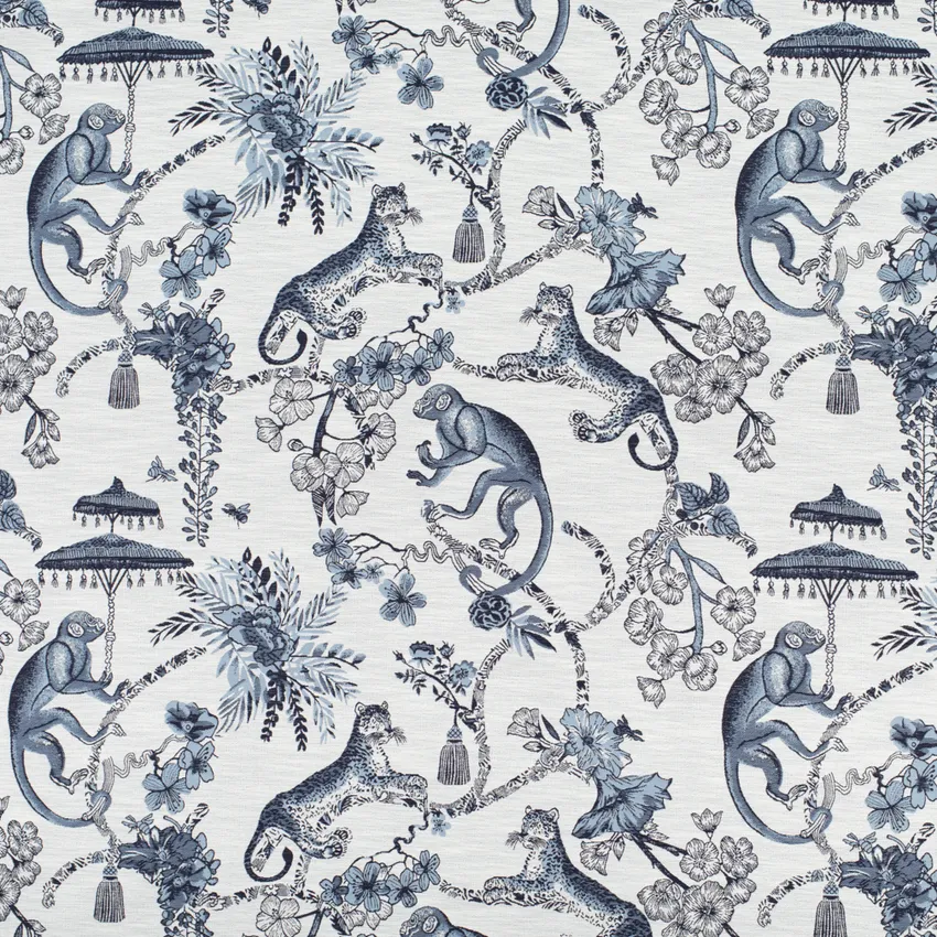 Shanti Sapphire Blue Abstract & Geometric Linen & Linen Looks Upholstery Fabric by the Yard