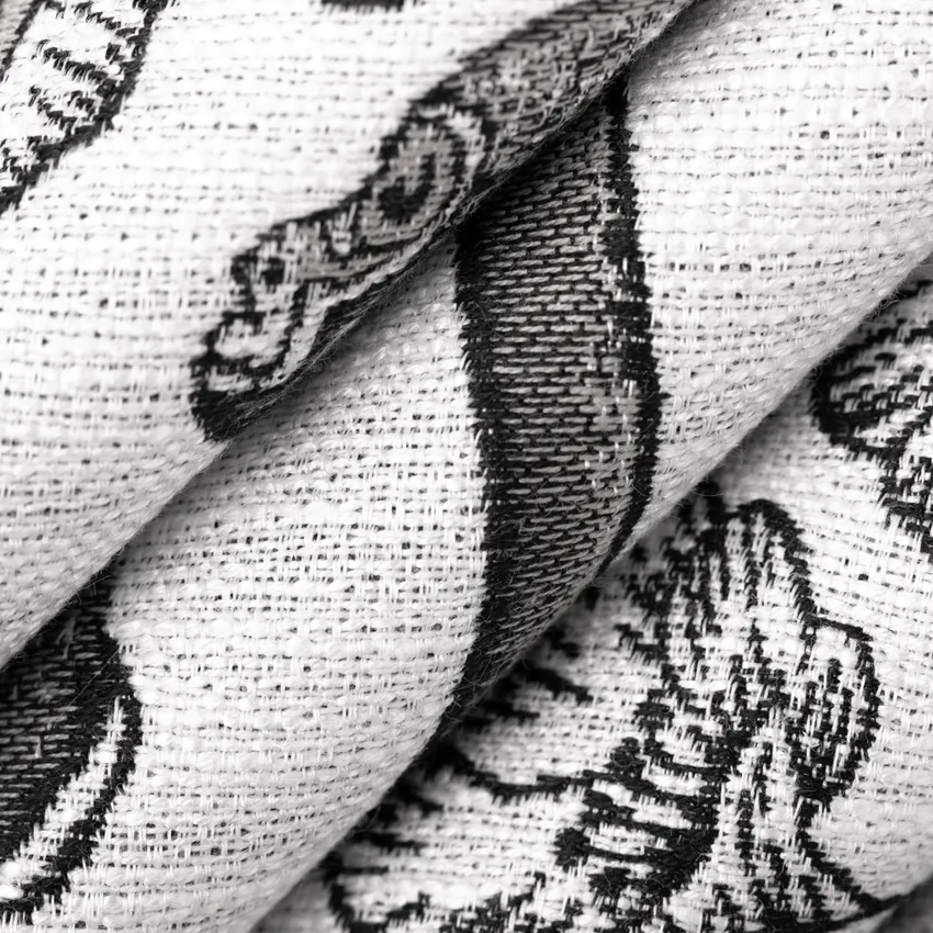 Shanti Black Pearl Black Abstract & Geometric Linen & Linen Looks Upholstery Fabric by the Yard — Upholstery Fabric