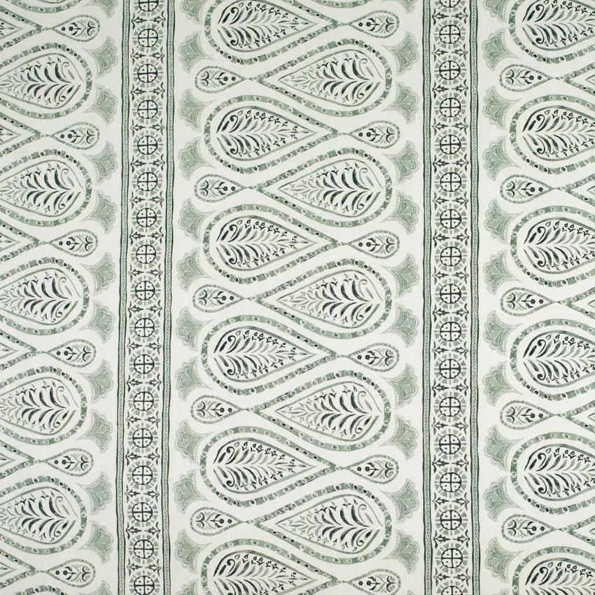 Sheila Evergreen Green Abstract & Geometric Linen & Linen Looks Drapery and Upholstery Fabric by the Yard