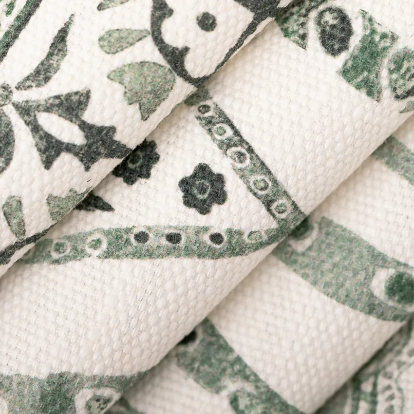 Sheila Evergreen Green Abstract & Geometric Linen & Linen Looks Drapery and Upholstery Fabric by the Yard — Upholstery and Drapery Fabric