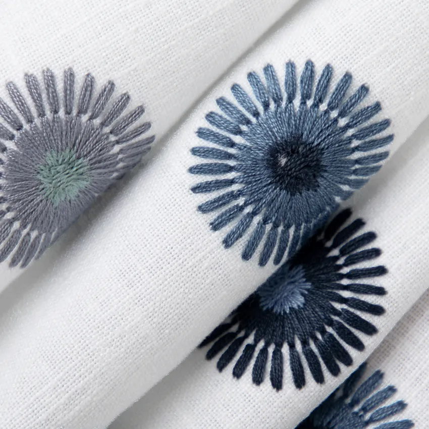 Shelly Seaglass Blue Abstract & Geometric Embroidery Drapery and Upholstery Fabric by the Yard — Upholstery and Drapery Fabric