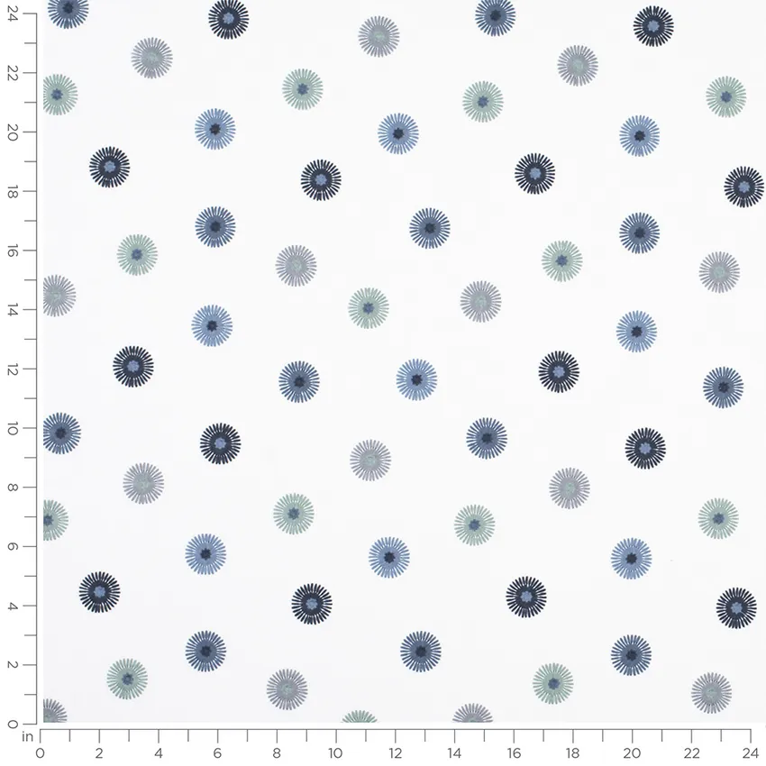 Shelly Seaglass Blue Abstract & Geometric Embroidery Drapery and Upholstery Fabric by the Yard — Scale in inches