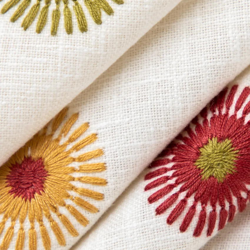 Shelly Confetti Orange & Rust and Red & Burgundy Abstract & Geometric Embroidery Drapery and Upholstery Fabric by the Yard — Upholstery and Drapery Fabric