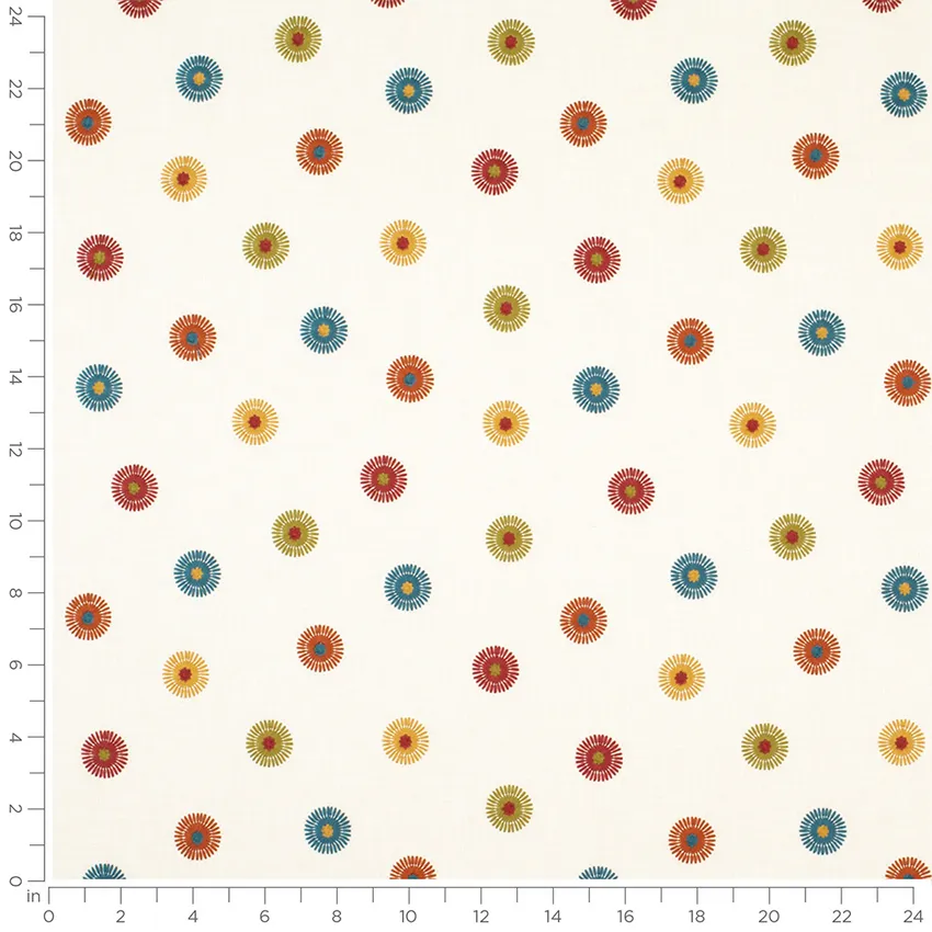Shelly Confetti Orange & Rust and Red & Burgundy Abstract & Geometric Embroidery Drapery and Upholstery Fabric by the Yard — Scale in inches