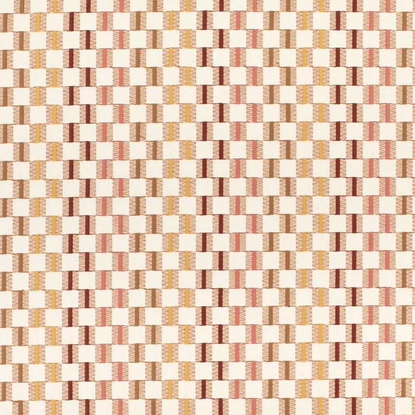 Solana Sundial Red & Burgundy Abstract & Geometric Embroidery Drapery and Upholstery Fabric by the Yard