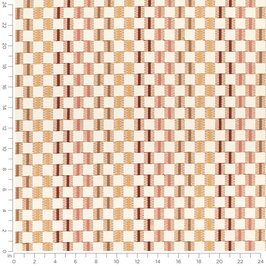 Solana Sundial Red & Burgundy Abstract & Geometric Embroidery Drapery and Upholstery Fabric by the Yard — Scale in inches