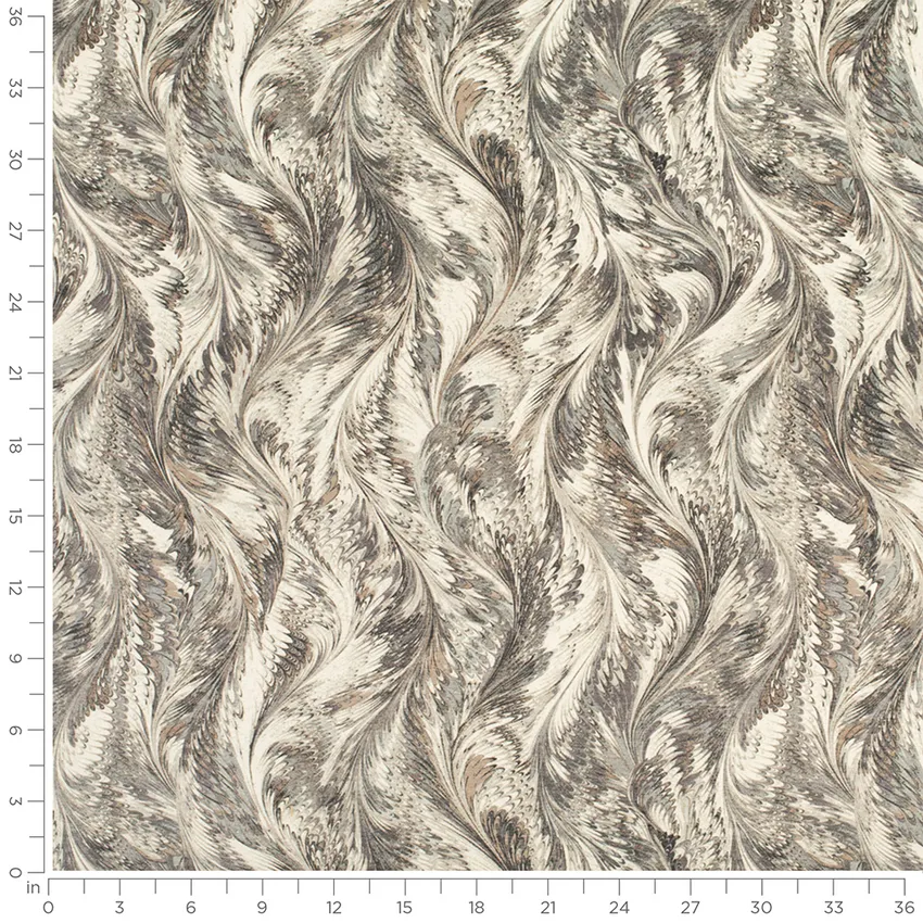 Solange Clay Grey & Silver Abstract & Geometric Prints Drapery and Upholstery Fabric by the Yard — Scale in inches