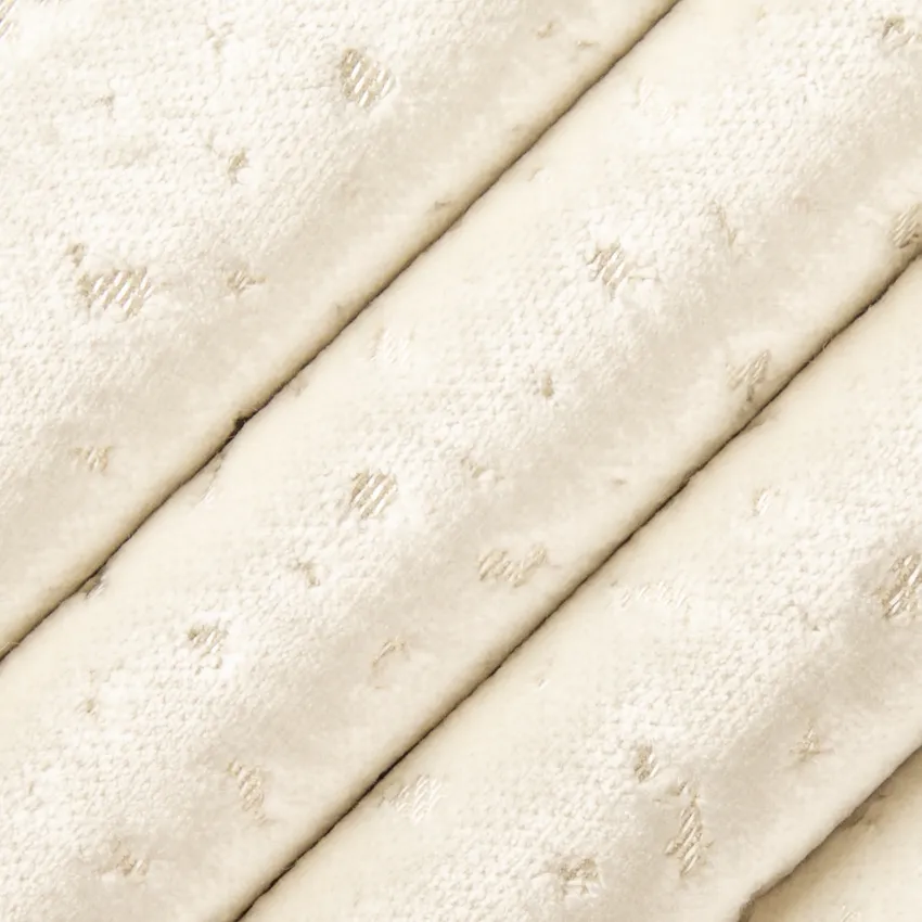 Sonya Cotton White & Ivory Abstract & Geometric Velvet Upholstery Fabric by the Yard — Upholstery Fabric