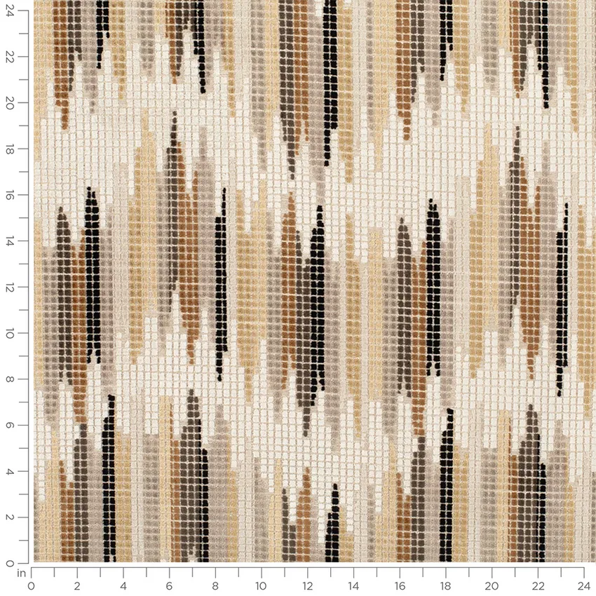 Sonora Desert Brown Abstract & Geometric Velvet Upholstery Fabric by the Yard — Scale in inches