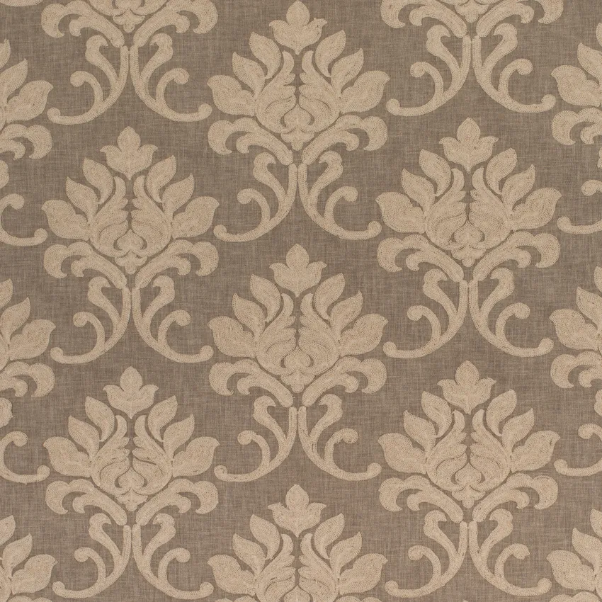 Lydia Latte Brown and Neutral Abstract & Geometric Embroidery Drapery and Upholstery Fabric by the Yard