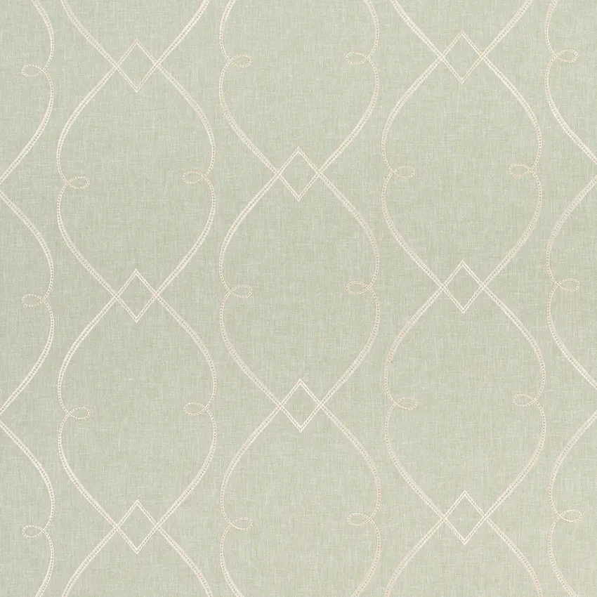 Sybil Celadon Green Abstract & Geometric Embroidery Drapery and Upholstery Fabric by the Yard