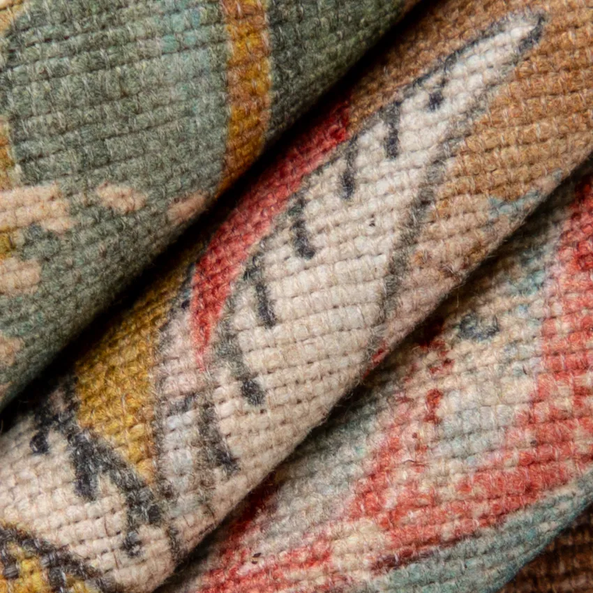 Tamzi Desert Brown and Gold & Yellow Abstract & Geometric Linen & Linen Looks Drapery and Upholstery Fabric by the Yard — Upholstery and Drapery Fabric