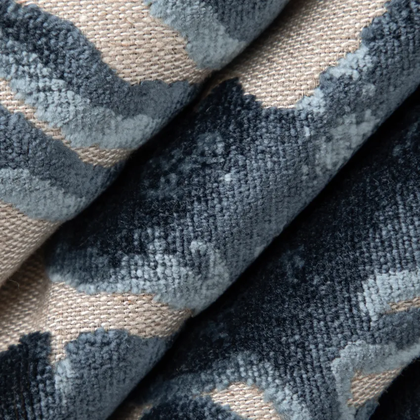 Tanzania Navy Blue Abstract & Geometric Linen & Linen Looks Upholstery Fabric by the Yard — Upholstery Fabric