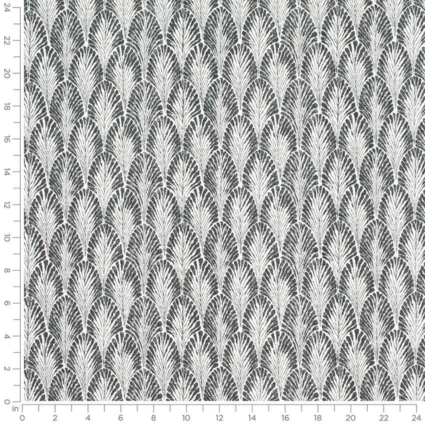 Teresa Graphite Grey & Silver Abstract & Geometric Linen & Linen Looks Drapery and Upholstery Fabric by the Yard — Scale in inches