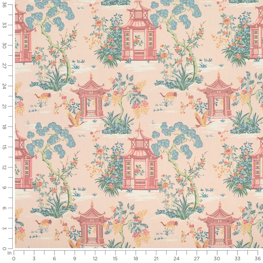 Valerie Petal Pink Global Linen & Linen Looks Drapery and Upholstery Fabric by the Yard — Scale in inches