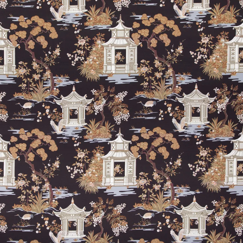 Valerie Ebony Black Global Linen & Linen Looks Drapery and Upholstery Fabric by the Yard
