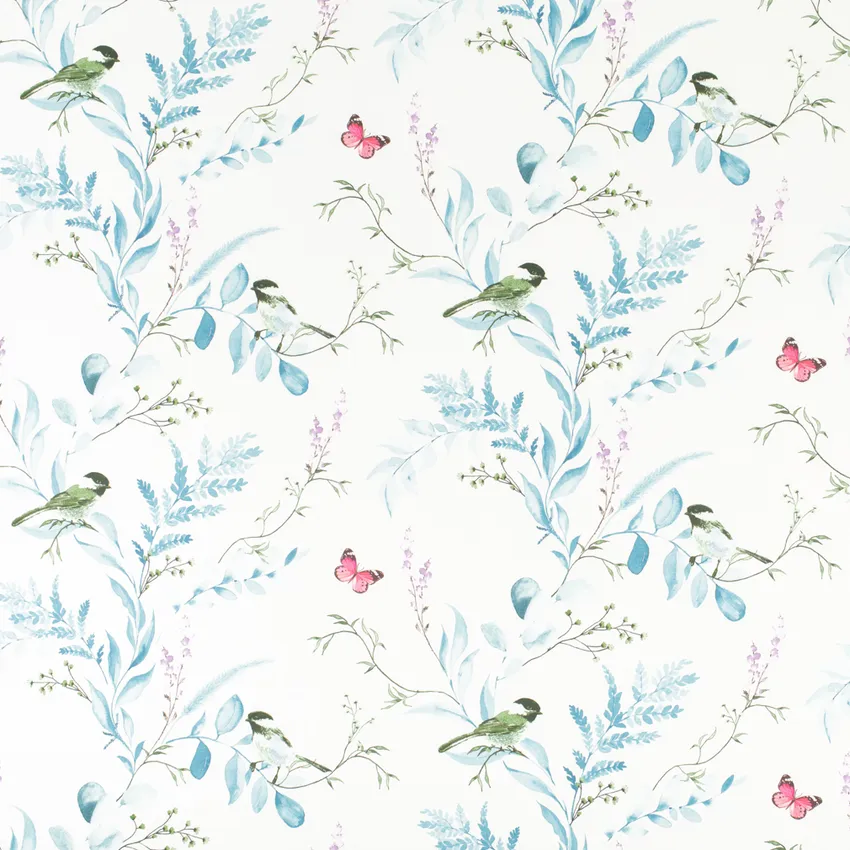 Vanessa Capri Blue Birds Prints Drapery and Upholstery Fabric by the Yard