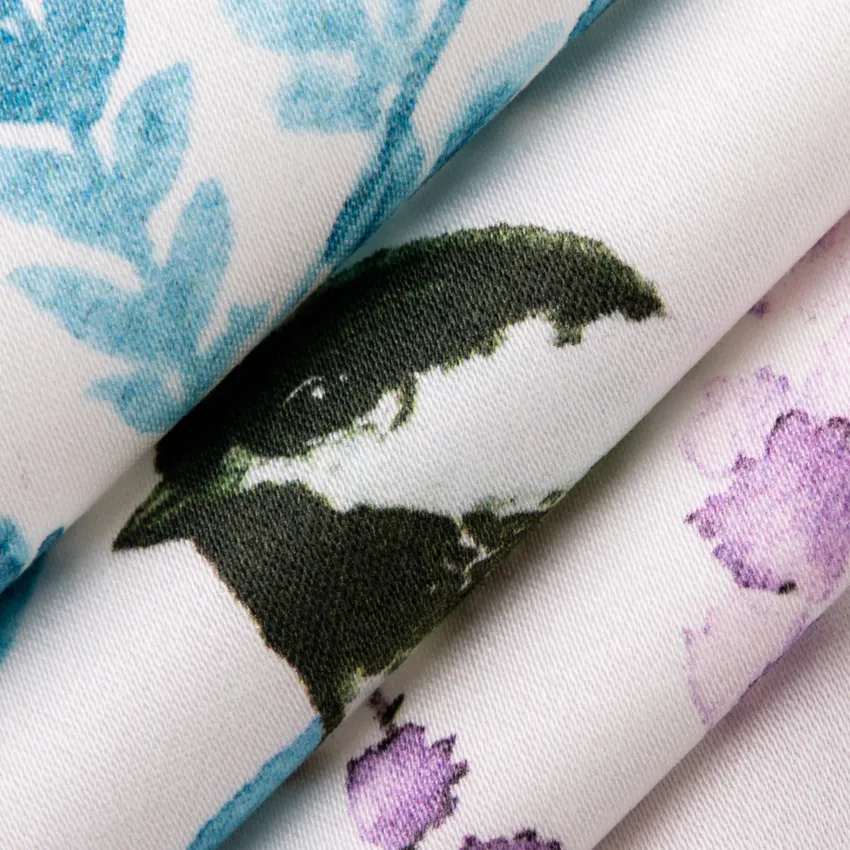 Vanessa Capri Blue Birds Prints Drapery and Upholstery Fabric by the Yard — Upholstery and Drapery Fabric